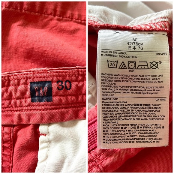 Gap Flat Front Cotton Twill Shorts in Coral - 30 - Picture 3 of 3